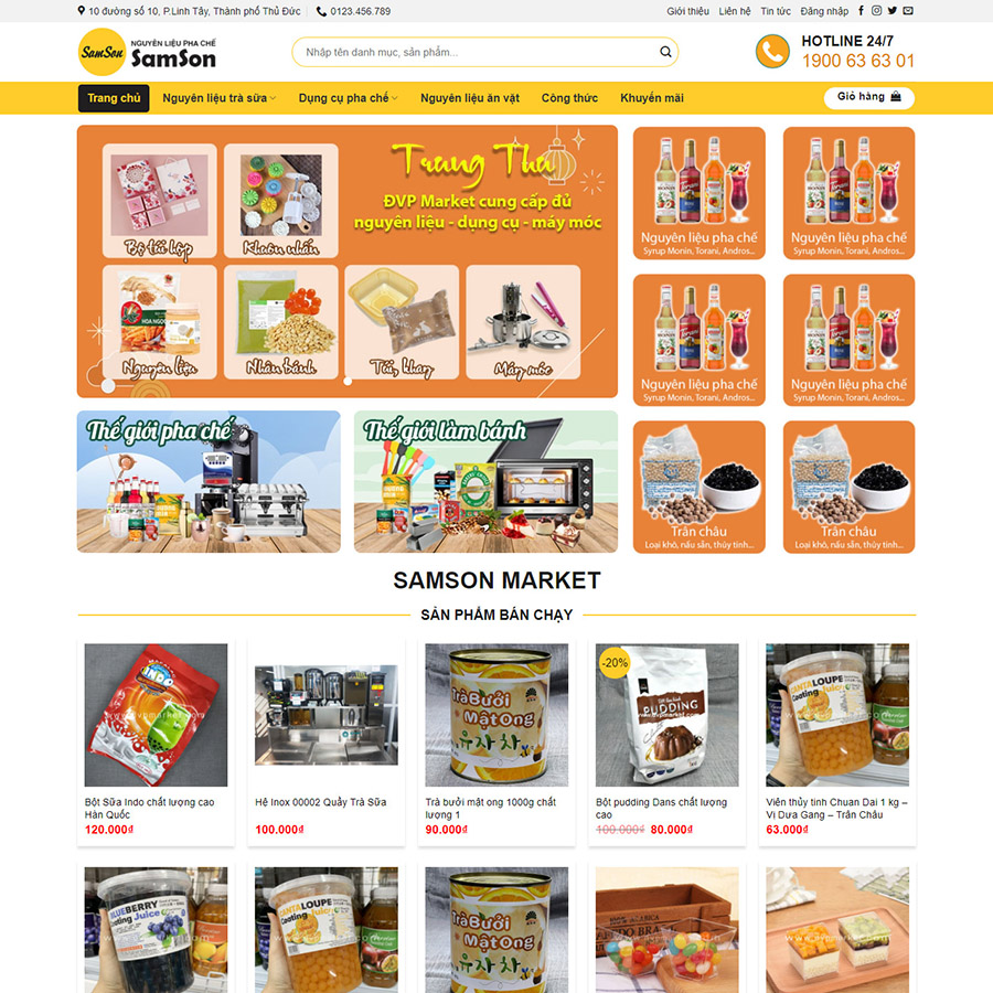 Mẫu website bán nguyên liệu