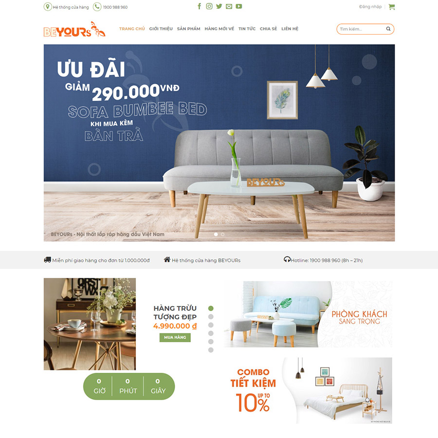 Mẫu website bán nội thất Beyours