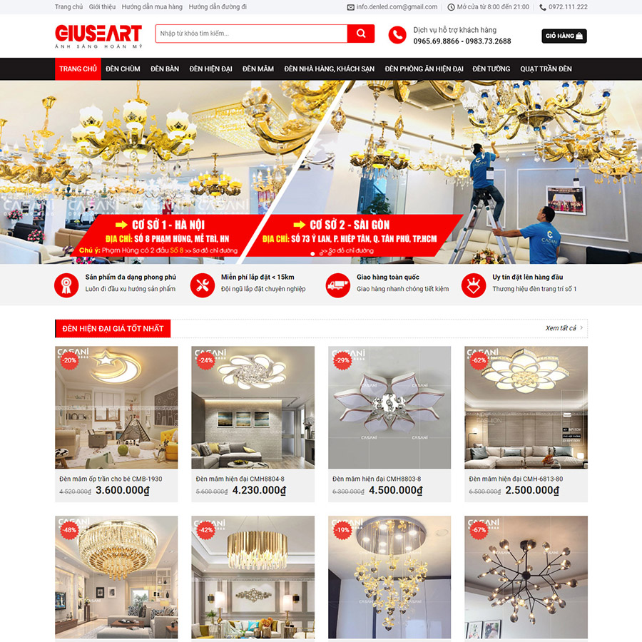 Mẫu website bán đèn trang trí