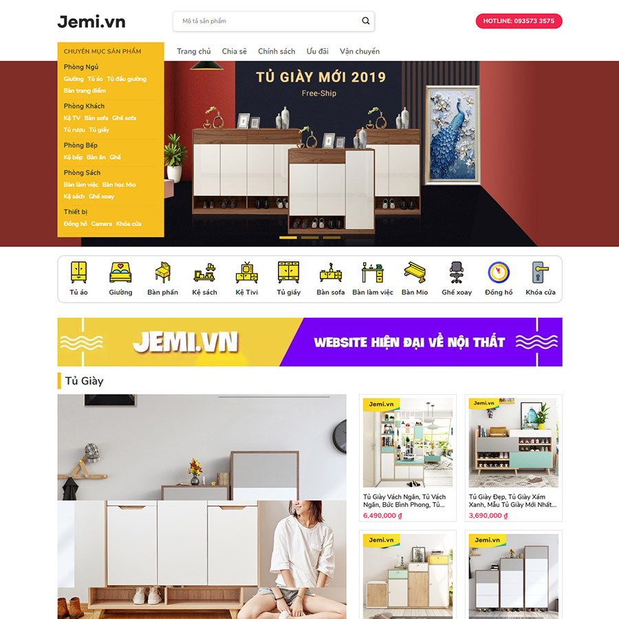 Mẫu website bán đồ gỗ