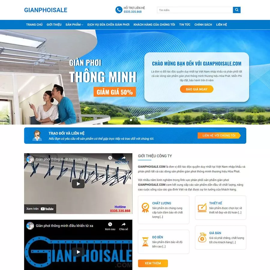 Mẫu website bán giàn phơi