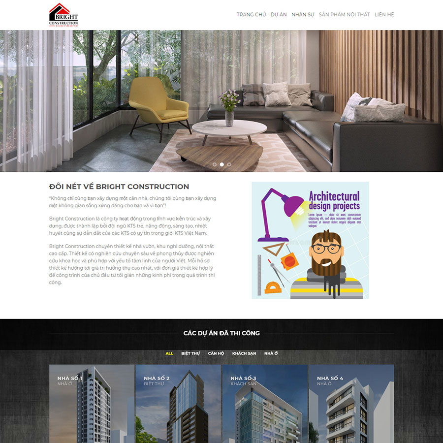 Mẫu website công ty kiến trúc