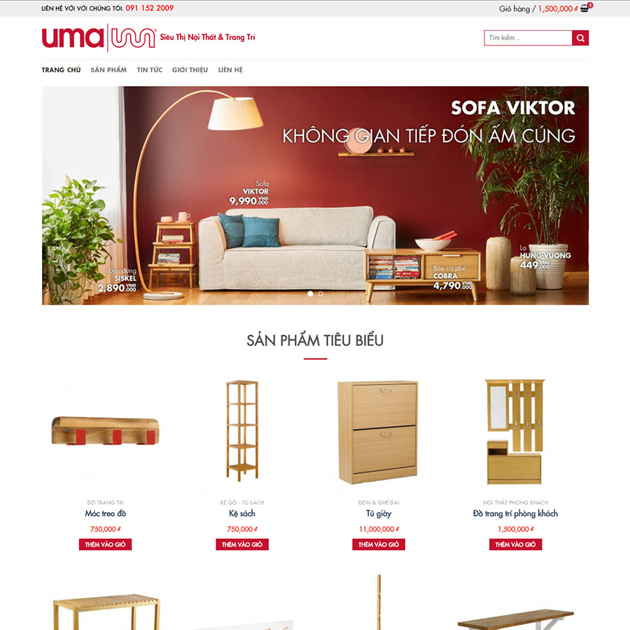 Mẫu website nội thất xinh