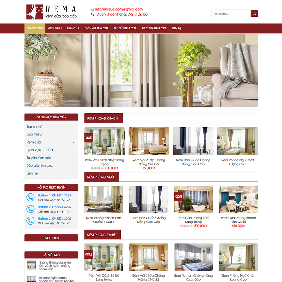 Mẫu website bán rèm cửa