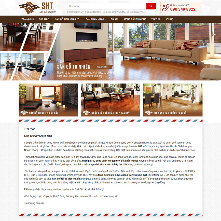Mẫu website bán sàn gỗ