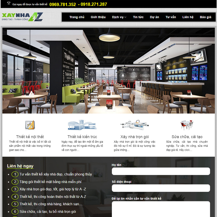 Mẫu website thiết kế nhà