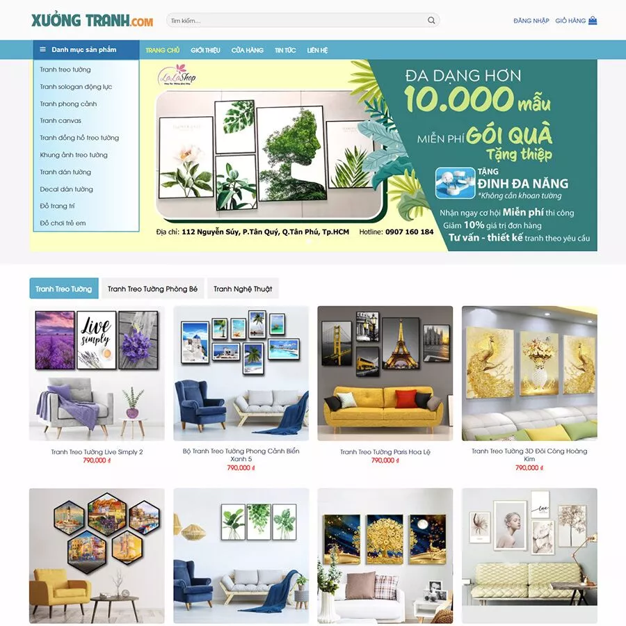 Mẫu website bán tranh