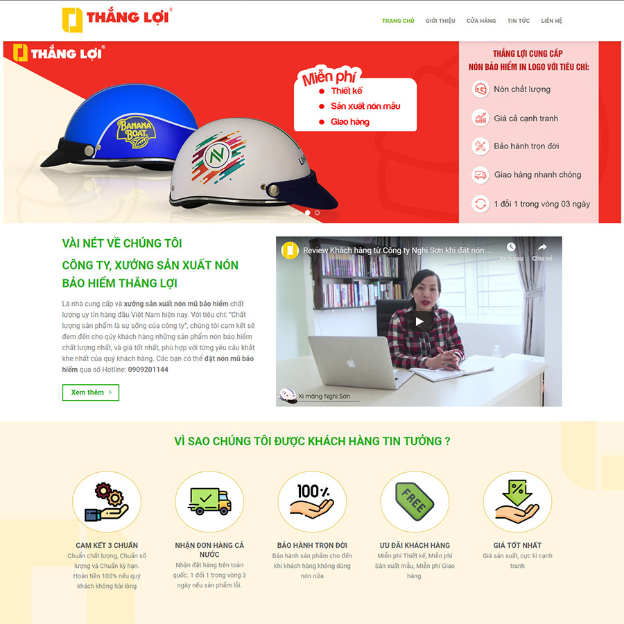 Mẫu website bán nón bảo hiểm