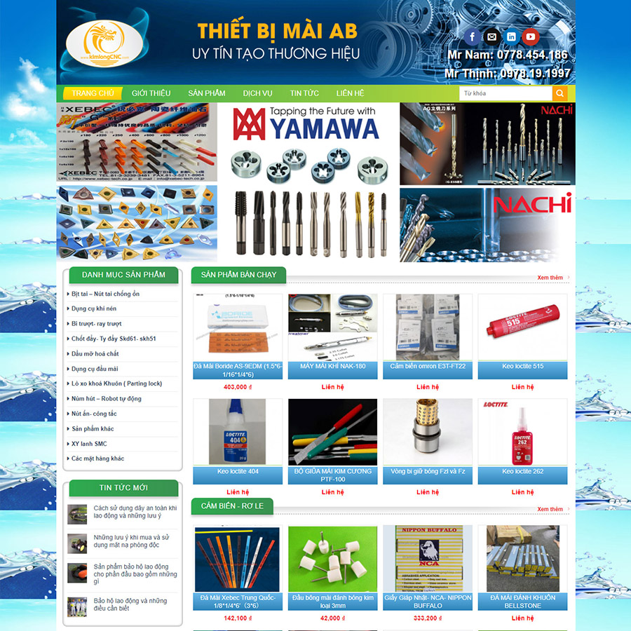 Mẫu website bán thiết bị mài công nghiệp