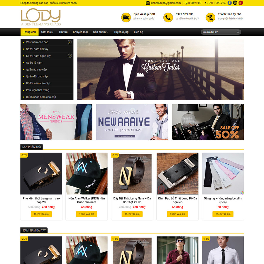 Mẫu website bán đồ nam