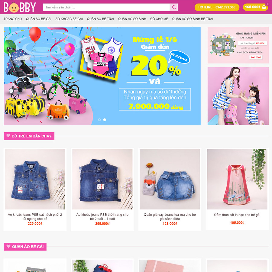 Mẫu website bán đồ trẻ em 01