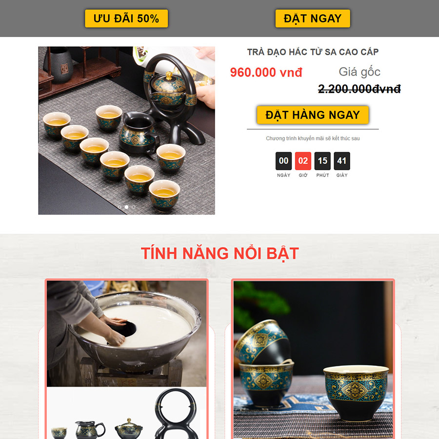 Mẫu website landing page trà đạo