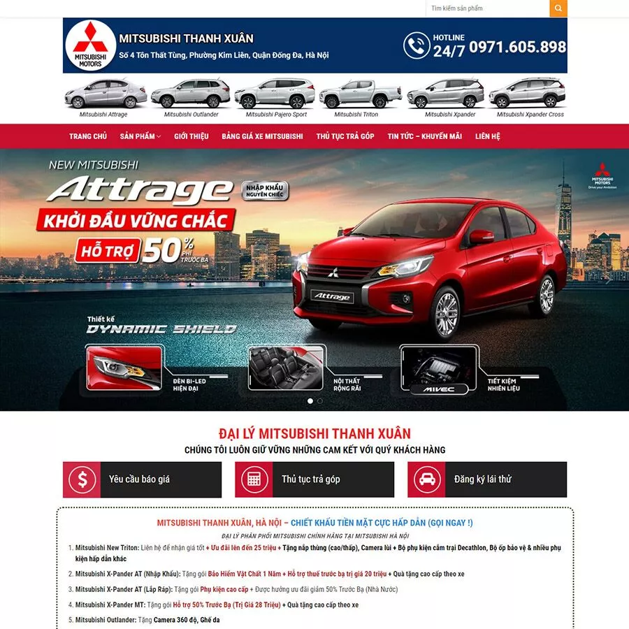 Mẫu website bán xe
