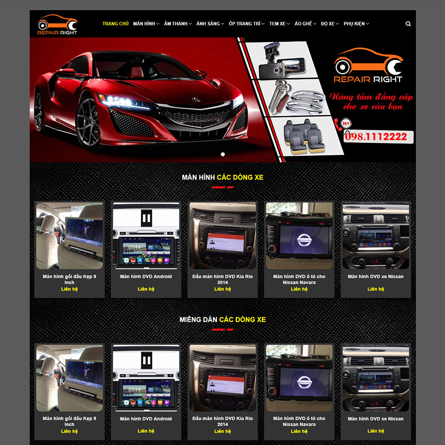 Mẫu website đồ chơi xe
