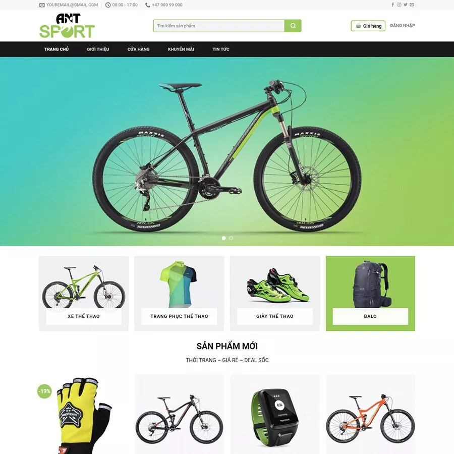 Mẫu website bán đồ thể thao