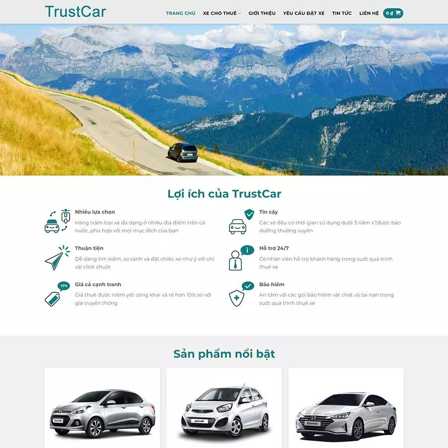 Mẫu website thuê xe 03